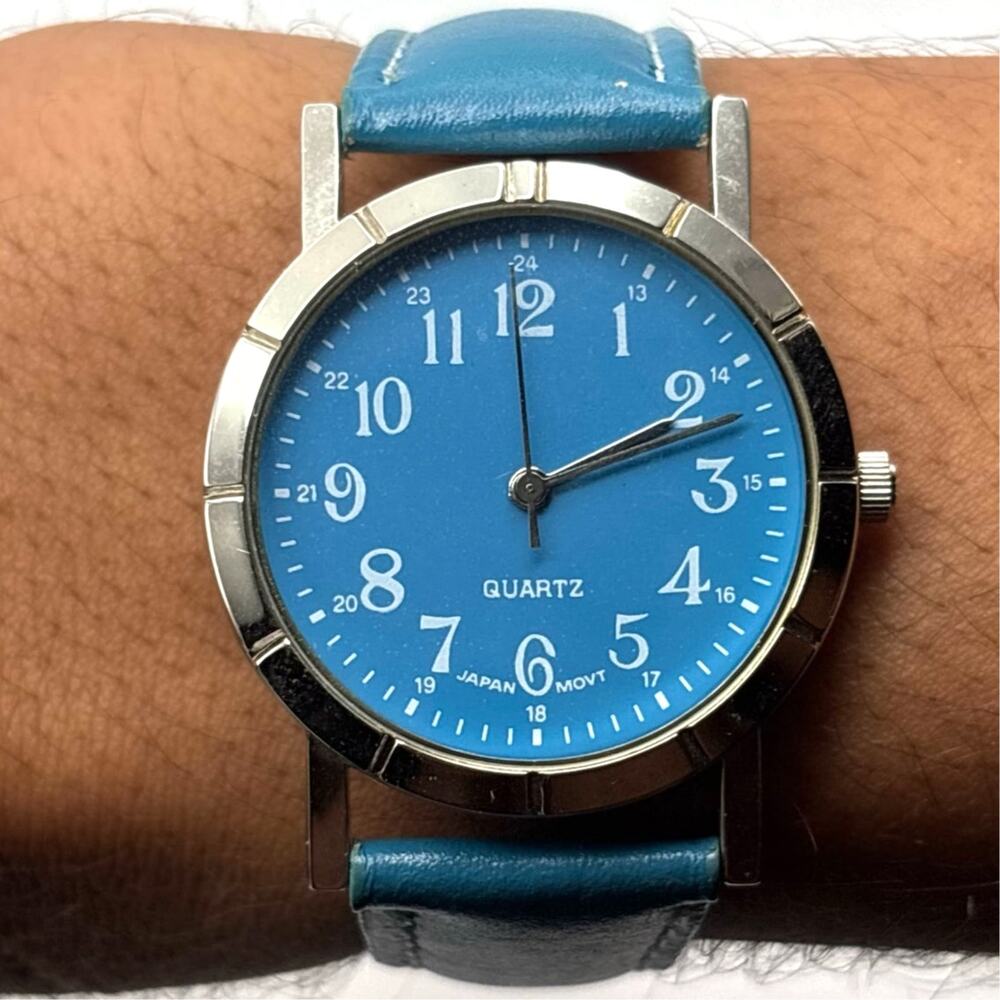 Silver & Blue Men's Watch